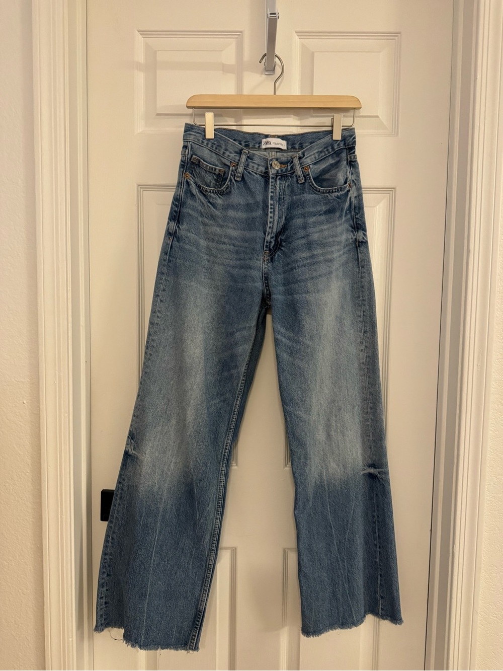 Zara Light Blue Wide Leg Denim Jeans